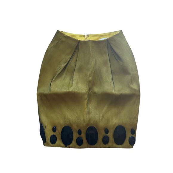 Zac Posen Chartreuse Embellished Pencil Skirt Size 0 - Picture 1 of 14